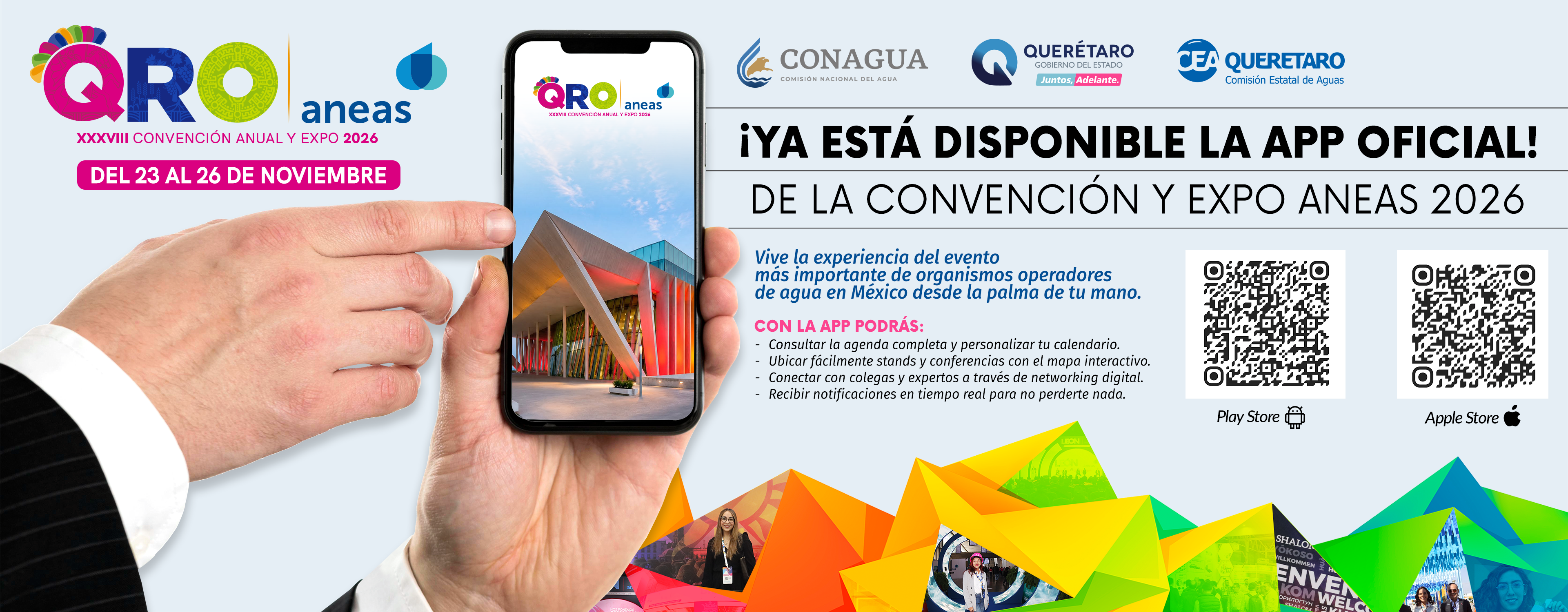 Ya est&aacute; disponible la app oficial de la Convenci&oacute;n y Expo ANEAS 2026. Consulta la agenda, el mapa interactivo y conecta con colegas. Desc&aacute;rgala con los c&oacute;digos QR de Play Store y Apple Store.